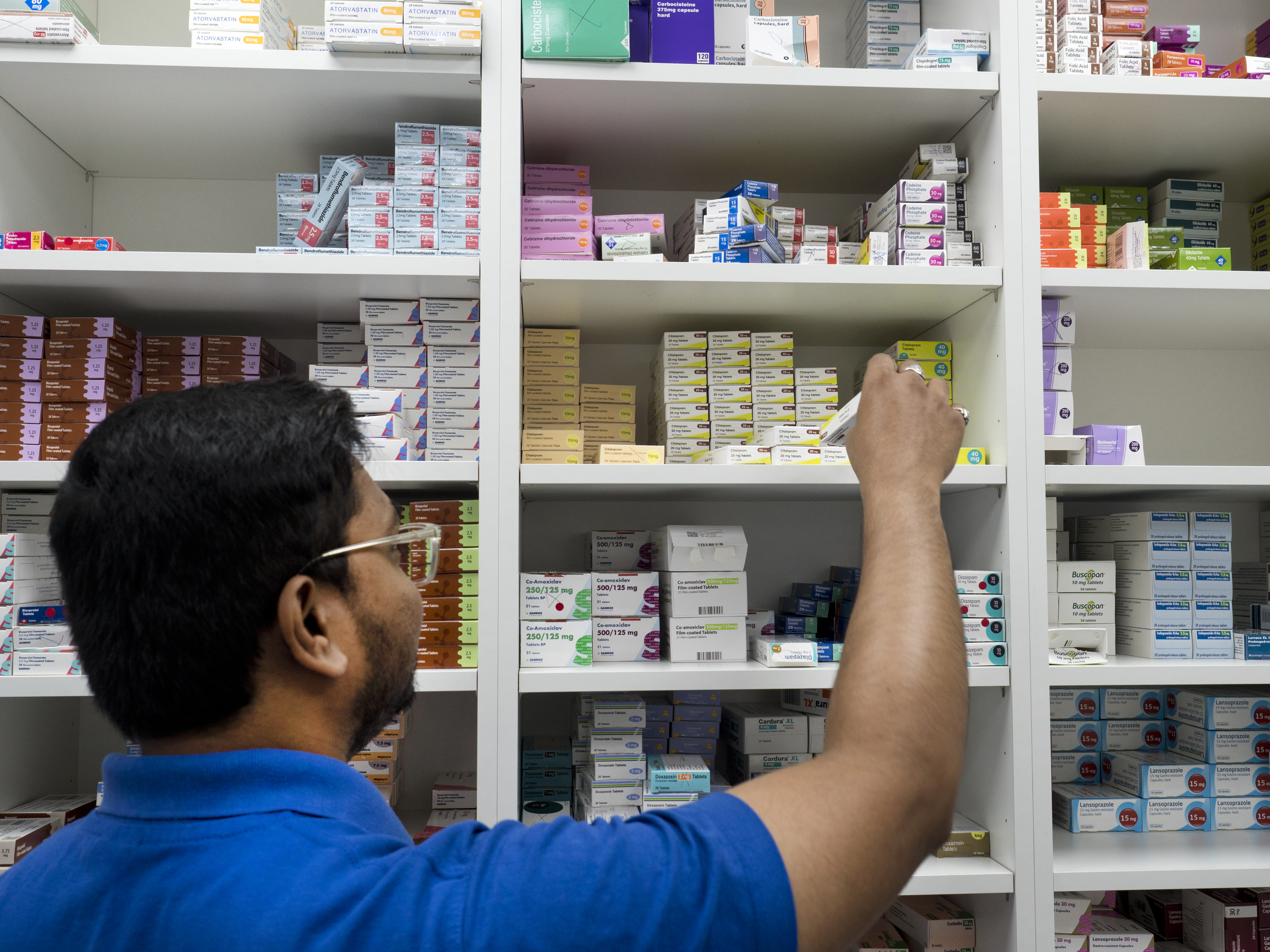 Shelf full of medicines 
