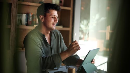 Pharmacy student on a tablet