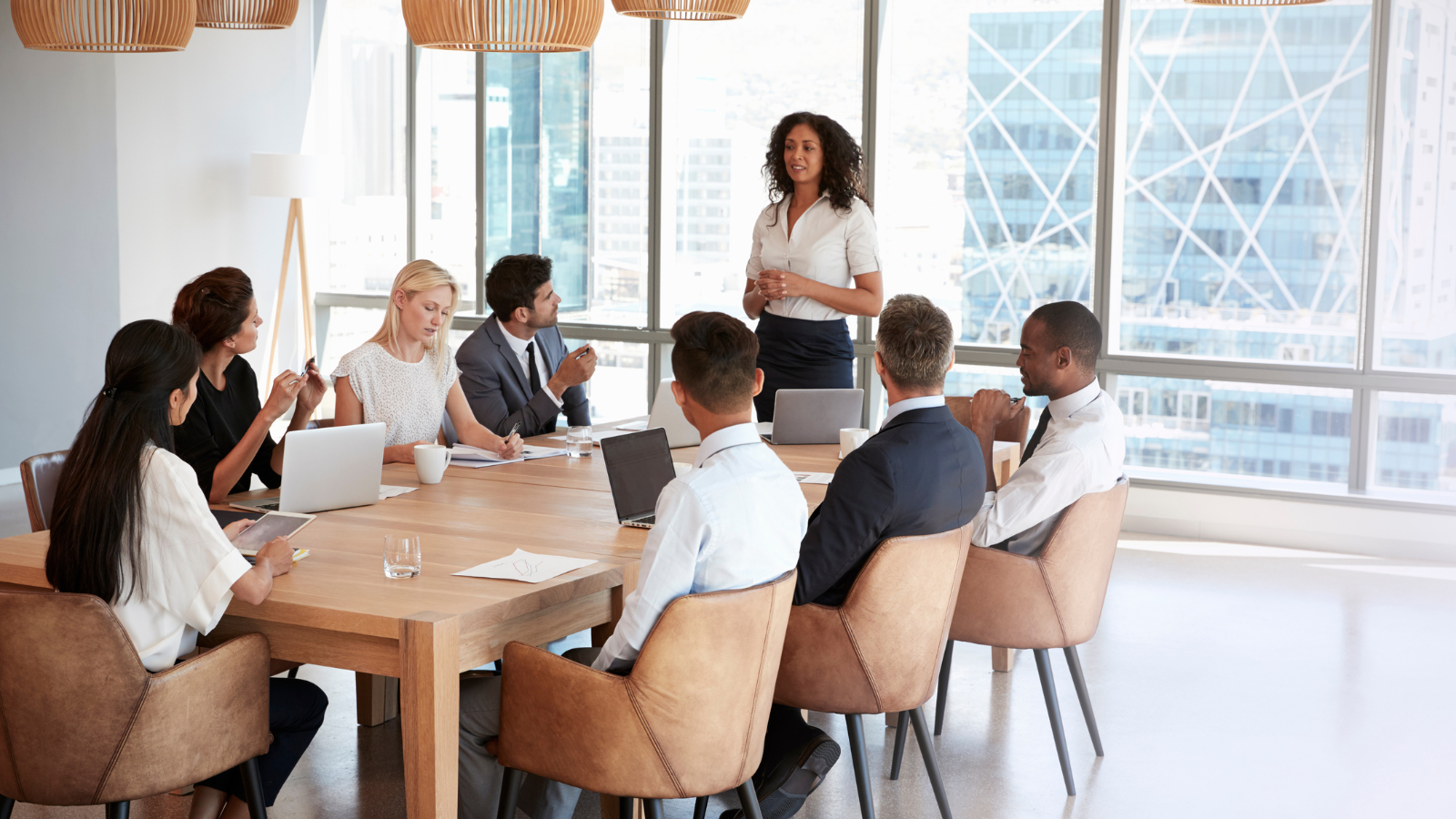 Woman leading meeting