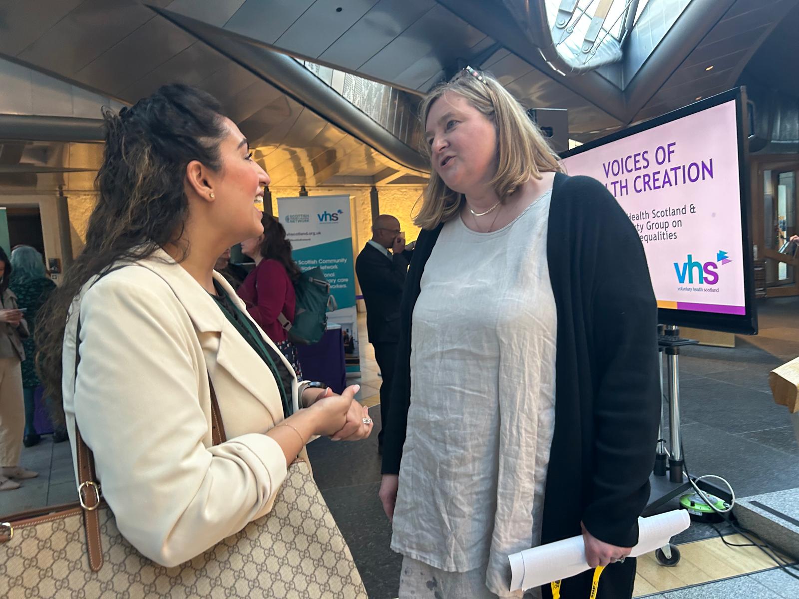 Sehar Shahid with Scottish minister for public health Jenni Minto